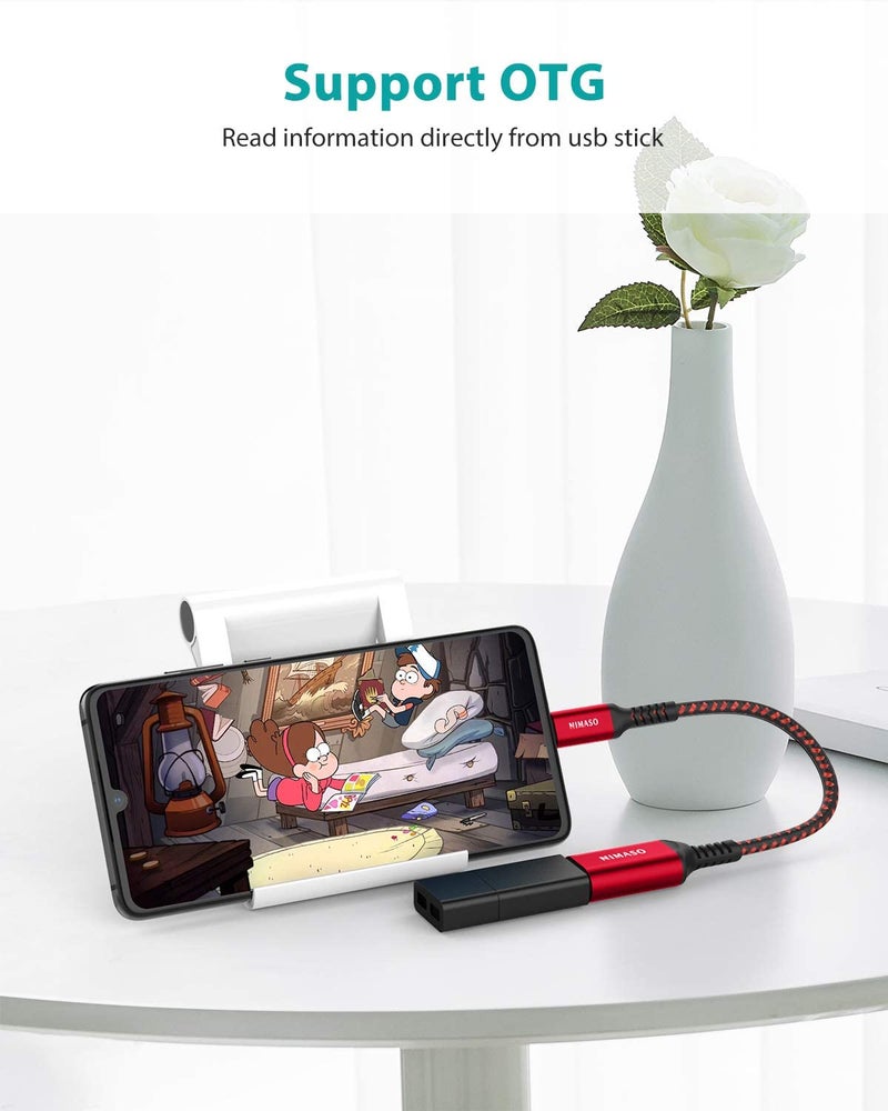 NIMASO USB C to USB 3.1 Adapter 2 Pack, OTG Cable Type C Male to USB Female OTG Adapter Compatible with iPhone 15/15 Pro/15 Plus/15 Pro Max, MacBook Pro, iPad, Samsung Galaxy, Huawei,Google Pixel-Red - Image 3